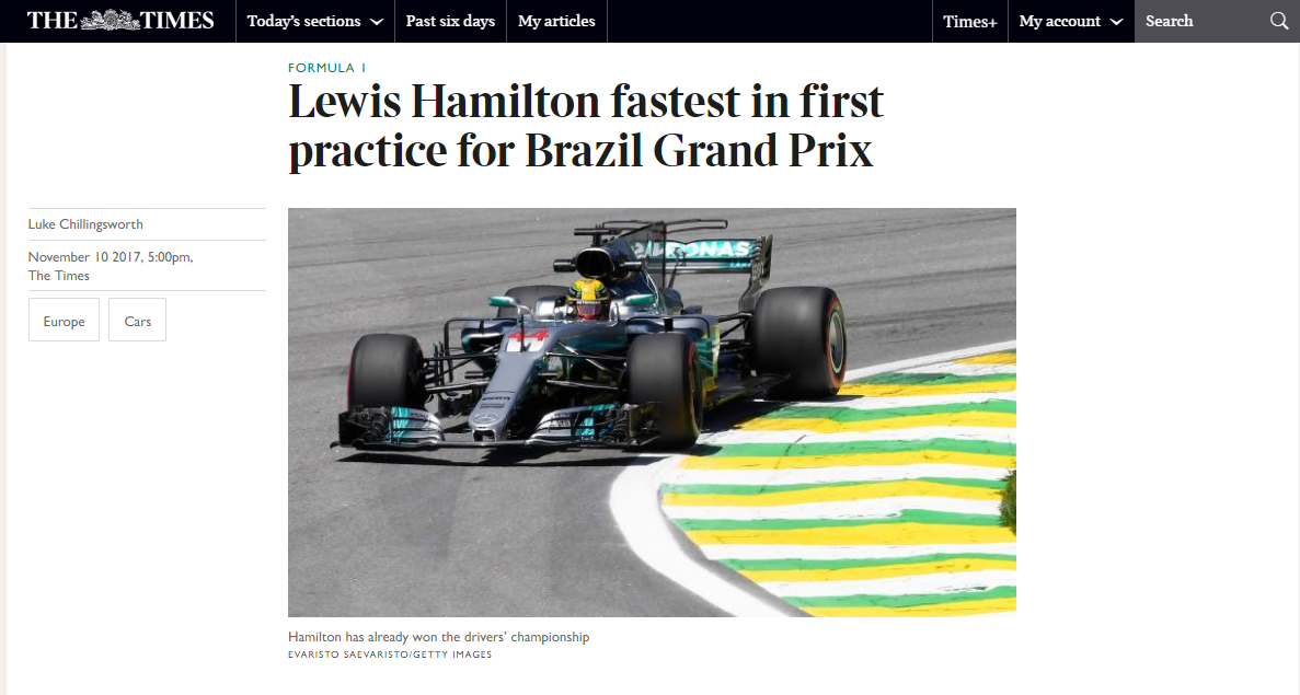 Lewis Hamilton The Times